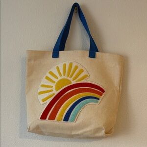 Colorful Canvas Tote Bag with Rainbow Design Hanna Andersson embroidered